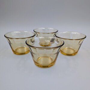 Vintage Amber Forte Crisa Custard Cups – Set of 4 | Retro Glass Dessert Bowls